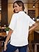 MARI GABRIEL Womens Satin Maternity Shirts Work Business Short Sleeve Button Down Silk Loose Split Tops Pregnancy Blouses Medium White