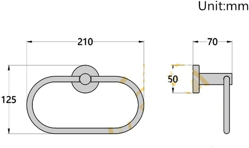 LSLYTQ Brass Gray Towel Ring, Chrome Bathroom Accessories Decoration Elegant Oval Otyle Towel Hanging