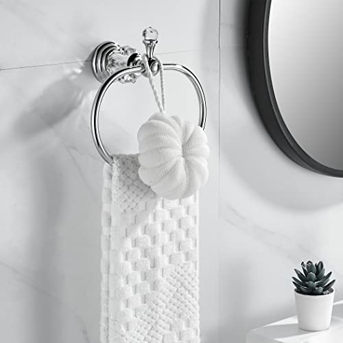 Wolibeer Chrome Towel Ring,Crystal Hand Towel Holder,Bath Oval Hand Towel Rack Hanger Wall Mounted Bling Bathroom Accessories #TOP1
