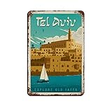 Vintage Schilder, Metallschilder, Israel Tel Aviv, Metall, 