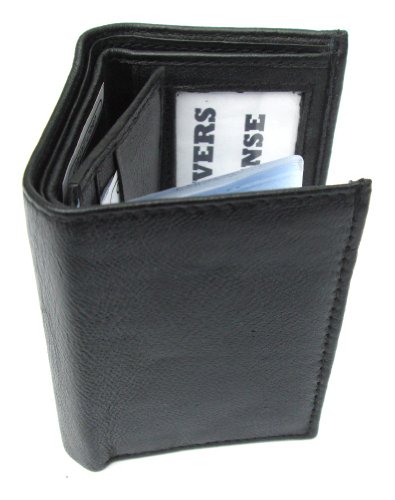 Dangerous Threads Mens Black Leather Wallet Lamb Classic Trifold 7314