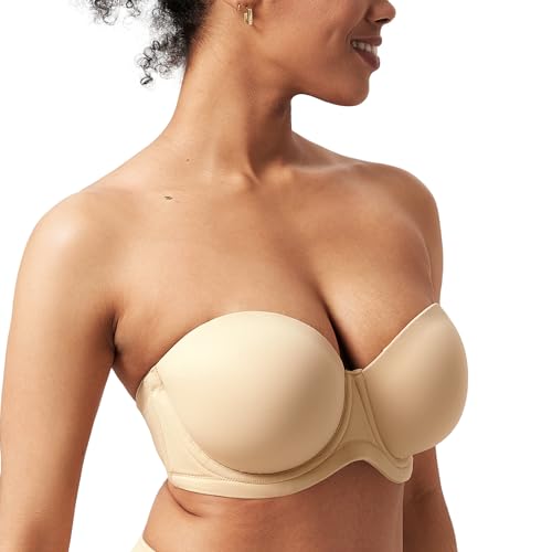 Image of HSIA Strapless Bras for Women Large Bust Non Slip Full Coverage Underwire Beige