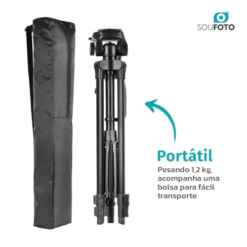SOU FOTO Tripé de Câmera 135cm TPC-452 com nível bolha para Fotos e Vídeos
