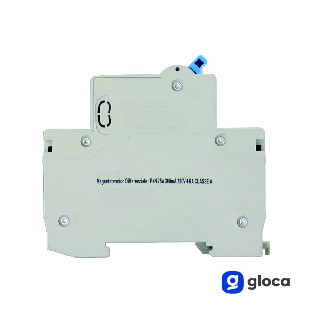 gloca Interruptor magnetotérmico diferencial 1P + N 300 mA 220 V 6 KA 2 módulos DIN Clase A (25 amperios)
