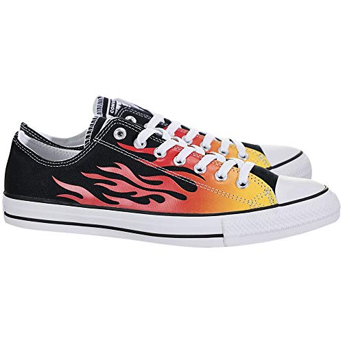 Converse Chuck Taylor All Star Low Flames shoe, Black/Enamel Red-fresh Yellow, 11 Women/9 Men2