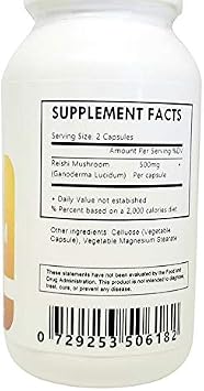 Reishi Mushroom Capsules - 120 Count 500mg Each