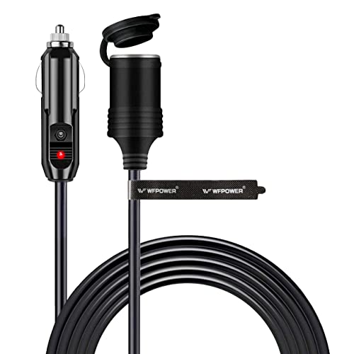 WOWLED Cigarette Lighter Extension Cord 10ft 8A, Pure Copper Core Wire, 8A Fused Auto DC Power Plug Cable 12V/24V for Tire Inflator Vacuum Cleaner Outdoor Camping Travel