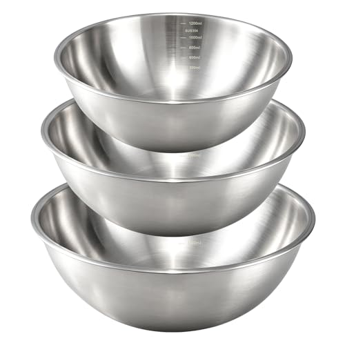 Gronivex Stainless Steel Mixing Bowls Set 3-Piece (1.5 2.2 & 3.4 Qt)
