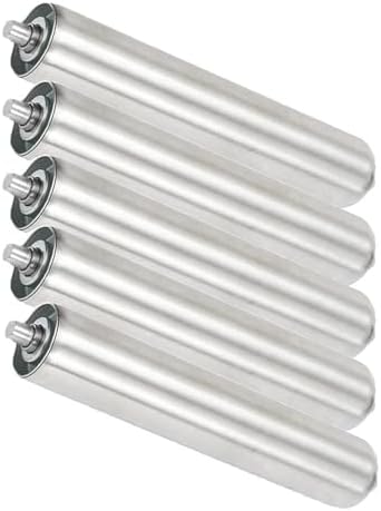 Heavy Duty Conveyor Roller Replacement - 5 Pack, 50mm Diameter, 11.8" Length, Durable Plated Carbon Steel, Smooth Material Handling for Enhanced Efficiency