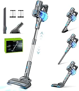 Oraimo Stick Vacuum, Cordless Vacuum Cleaner with Self-Standing, Cordless Stick Vacuum with 35 Mins Runtime Detachable Battery, 4 in 1 Lightweight Vacuum with LED for Hardwood Floor Carpet Marble Tile
