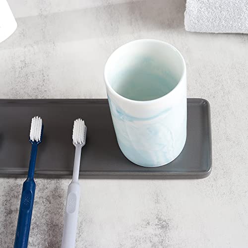 Wongwongcat Ceramic Toothbrush Holder 300 Ml, Marble Pattern Toothbrush Cup, Drinking Cup (Blue) #TOP4