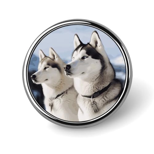 Stylish Husky Dogs Printed Round Brooch: Lightweight, Durable, Stylish Wedding Accessory Ideal for Valentine's Day And Women's Day