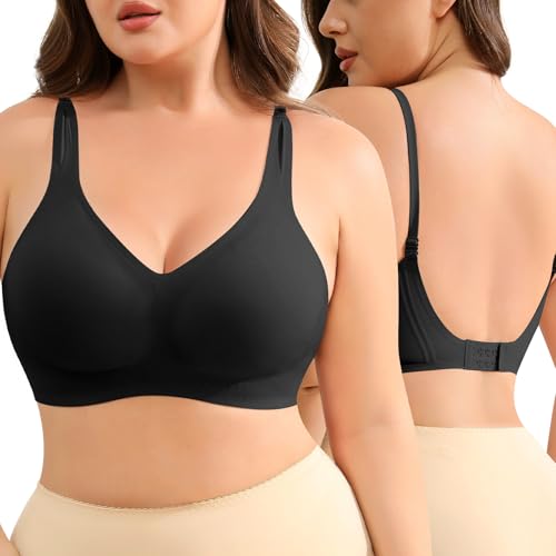 Slimers Backless Bra for Women：Wireless Full-Coverage Low Back Bras - Padded Criss-Cross Multiway Bralette Black