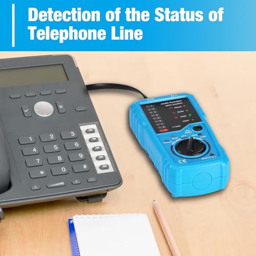 Image of Network Cable Tester, Line Finder with Probe Tone, Wire Tracker Multifunction, RJ11 RJ45 Cable Tracer, Telephone Line Test, Ethernet LAN Network Cat5 Cat6 Cable Maintenance Collation, Battery