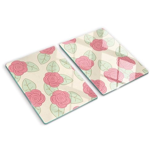 Planche en verre résistant à la chaleur avec impression roses et bords polis