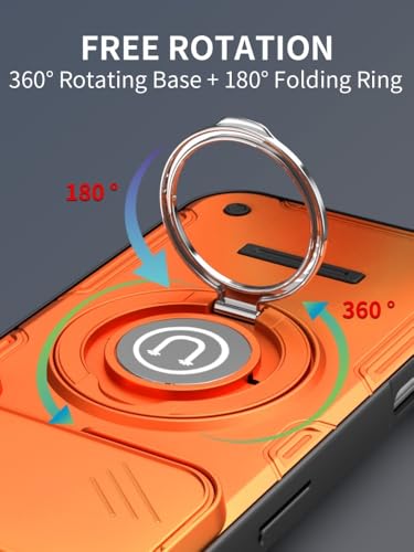 Coque Xiaomi 17 Pro orange silicone antichoc avec anneau rotatif - 7