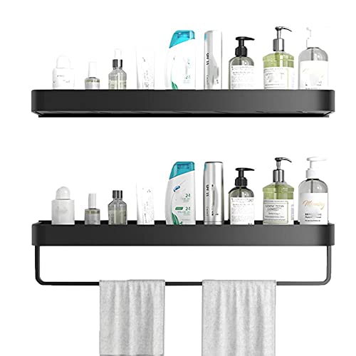 YANYUESHOP Shower Caddy Black Shower Shelves Adhesive Shower Caddie Wall Mount No Drilling Aluminum for Kitchen Toilet-B2 Floor