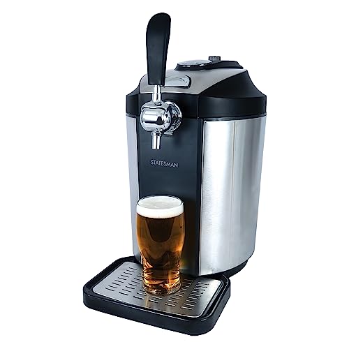 Statesman SKBD500SS Beer Dispenser Tap for 5 Litre Kegs Draught Pump with Integrated Cooler for Beer Ale Cider & Lager Perfect for Kitchens & Home Bars Stainless Steel