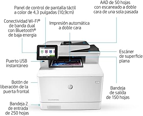 HP Color LaserJet Pro M479fdw W1A80A, Impresora Láser Color Multifunción,  Imprime, Escanea, Copia y Fax, Wi-Fi, Ethernet, USB 2.0 de alta velocidad,  1 Host USB, HP Smart App, Pantalla Táctil, Blanca : Hp: Amazon.es:  Informática
