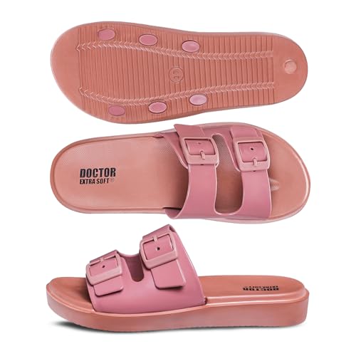 Image of DOCTOR EXTRA SOFT Women's Classic Cushion Sliders /Slippers with Adjustable Buckle Strap for Adult | Comfortable & LightWeight| Stylish & Anti-Skid|Waterproof & Everyday Flip Flops Ladies /Girls New-523