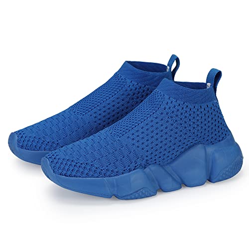 CHUI Boys Girls Blue Sock Casual Fashion Sneakers Knitted Shoes Running Shoes Lightweight Breathable Tennis Shoes Sports Walking Non Slip Shoes(Big/Little) Kids Size 11 M US A-royal Blue3