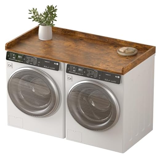 Piskyet Washer Dryer Countertop,Laundry Countertop with Edge Rails,27.5" Depth x 54" Wood Countertop For Washer and Dryer,Laundry Machine Topper for Laundry Room Organization and Storage(Rustic Brown)