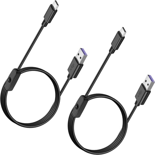 SAISN USB Type C Switch Charging Cable 2 Pack USB A to USB C Male to Male Power Cord with 501 On Off Switch USB to USB-C Adapter Wire for LED Desk Lamp, USB Fan, LED Strips Lighting, 3 Feet