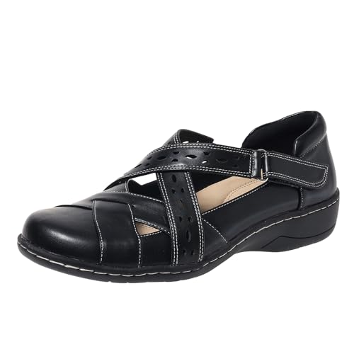 Image of Womens Loafers Comfortable Dressy- 1.37 inch Heel Lightweight Adjustable T-Trap Flat Shoes Work Office for Ladies, US Size 6-11