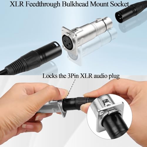 QIANRENON 3Pin XLR Female to Female Panel Mount Microphone Adapter, XLR Jack to Jack Fixed Mount Balanced Audio Connector - Image 3