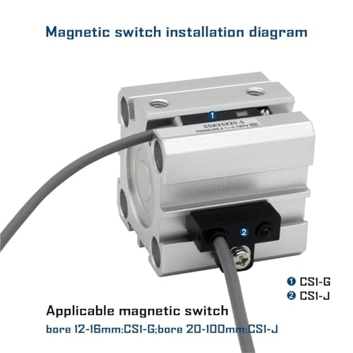 Vérin pneumatique compact SDA16 double effet pour automatisation en espace restreint - 6