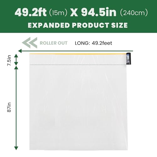Image of Voomey Pre-Taped Masking Film with Dispenser, Painters Tape with Plastic Attached, Automotive Painters Tape and Drape for Appliances, Furniture, Wood Surfaces & DIY Projects - 8ft x 49ft