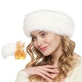 Loritta Womens Winter Headbands Faux Fur Headband Elastic Ear Warmers Furry Ear Muffs,Classic White