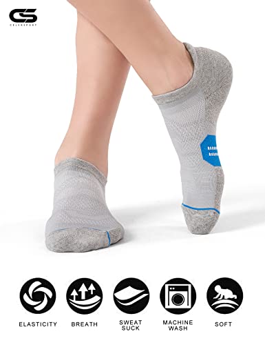 Cs Celersport 6 Pack Women's Ankle Running Socks Cushioned Low Cut Tab Athletic Socks, Grey Mixed, Medium #TOP3