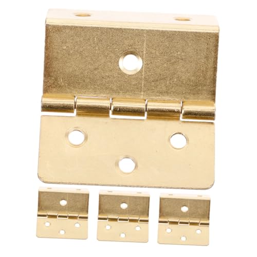 TEHAUX 4 piezas Bisagras Vintage Triple Pliegue Metálicas Duraderas para Puertas Muebles Armarios y Cajas de Joyería con Ángulo Recto y Orificios de Unidades Color Amarillo