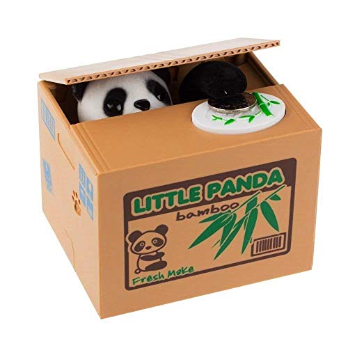 Diniiko Mischief Saving Box, Adorable Cute Hiding Panda Coin Stealing Money Piggy Bank Cents Penny Great Christmas/Birthday Toy Gift Kids (Panda)