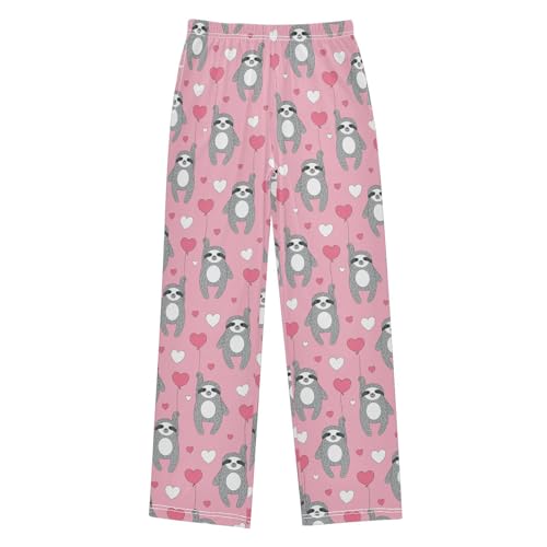Sloth with Love Balloon Boys Long Pants Soft Trousers Elastic Waist Kids Lounge Bottoms with Pockets S-XL