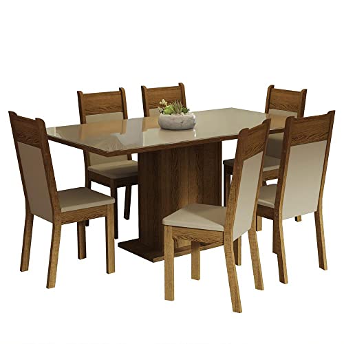 Conjunto Sala de Jantar Mesa Tampo de Vidro 6 Cadeiras Francine Madesa