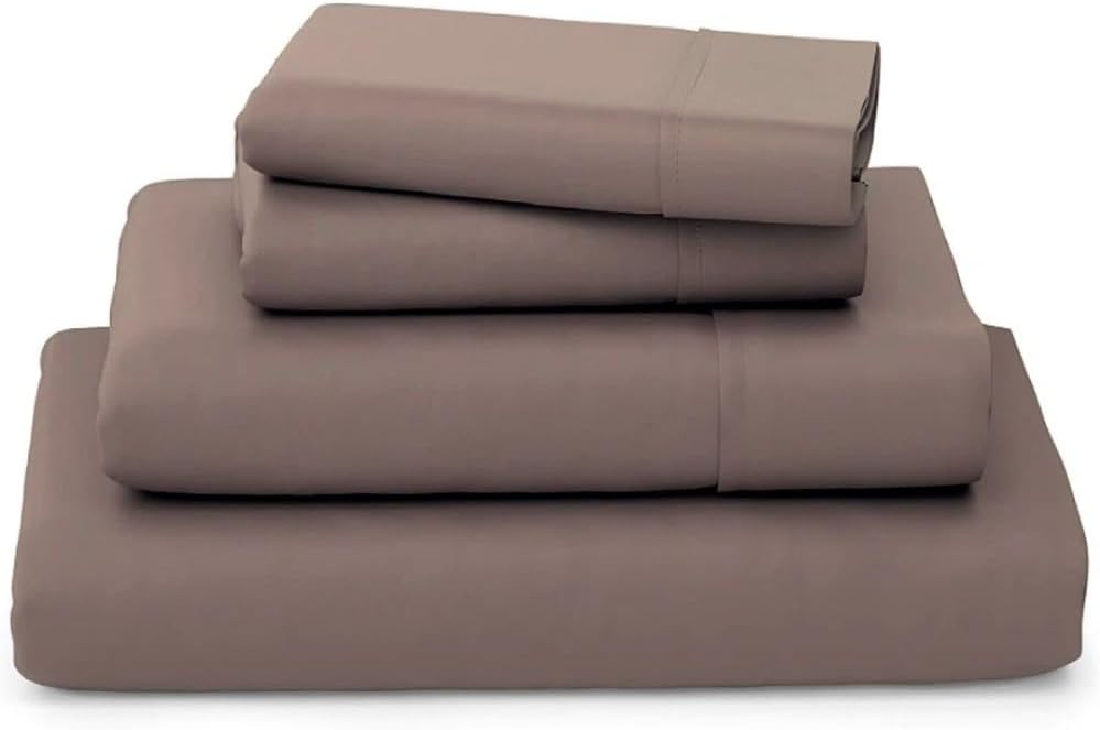 TRP 4 Piece Super Soft Rayon from Bamboo Cooling Bed Sheets Set Cal.King Size | Versatile Plush Silky Feel Luxurious Hotel Bedding Solid Mocha Dark Brown | Wrinkle Fade Resistant Deep Pocket Sheet - Image 1 of 5