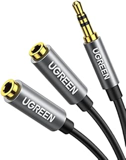 UGREEN Headphone Splitter 2 Way Y 3.5mm Jack Aux Adapter Dual Earphone Headset Splitter Male to 2 Female Hi-Fi Stereo Audio Extension Compatible with iPad iPhone PS4 Xbox Switch Tablet Laptop Speaker