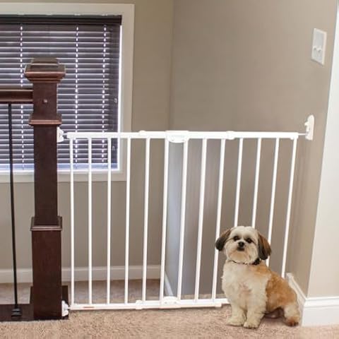 North States MyPet Wide ClearPath Staircase & Hallway Pet Gate: 28.68"-47.85" Wide Dog Gate. Hardware Mount, Dog Gates for The House, Cat Gate for Doorway. 31" Tall, White Cover