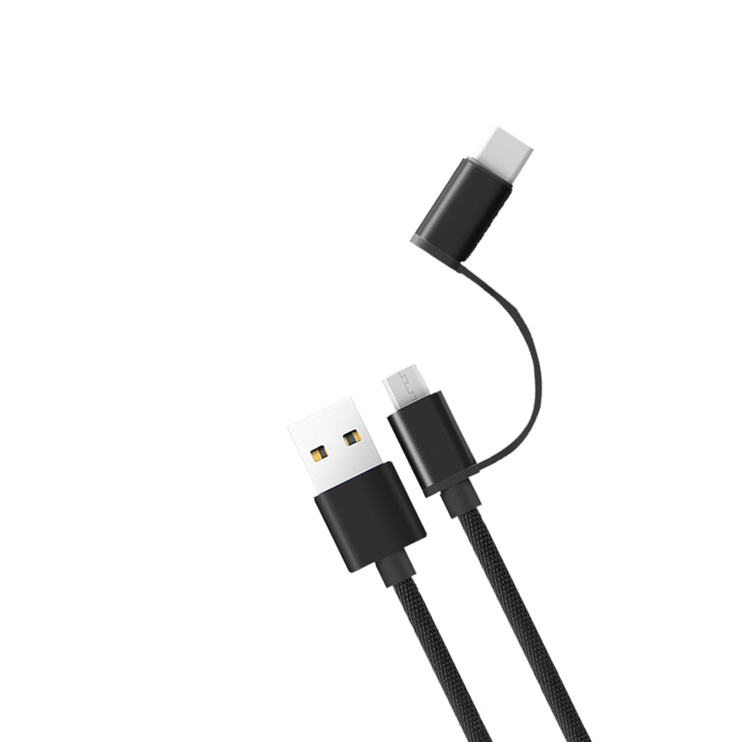 FONACC Cable 2 in 1 - Micro/Type-C Cable & Micro USB Port, Unbreakable Braided Charging Cord for Smatphone, Laptops & Other USB Devices, Support Power Delivery (PD) & Data Sync (Black) (B0D22ZW5SB) Amazon Price History, Amazon Price Tracker