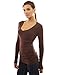 PattyBoutik Women Raglan V Neck Ruched Sides Top (Medium Brown Medium)