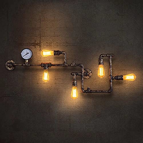 Lingkai Vintage Industrial Retro Metall WasserRohr WandLampe mit Fünf...