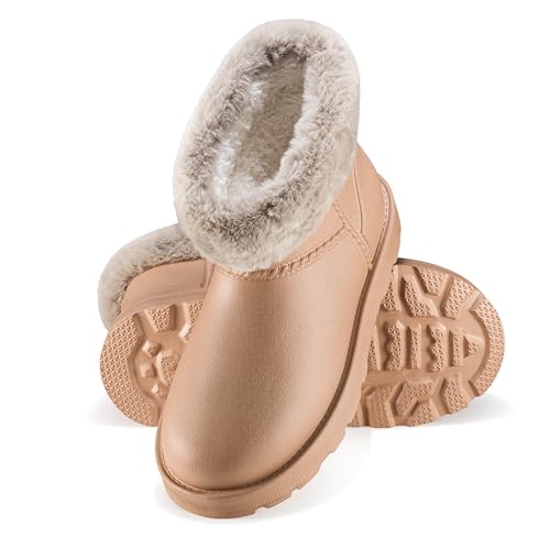 ESTRO Warme Gummistiefel Damen Gefüttert - Gummistiefel Gefüttert Damen Wasserdicht Winterschuhe F115 (38 EU, Hellbraun)
