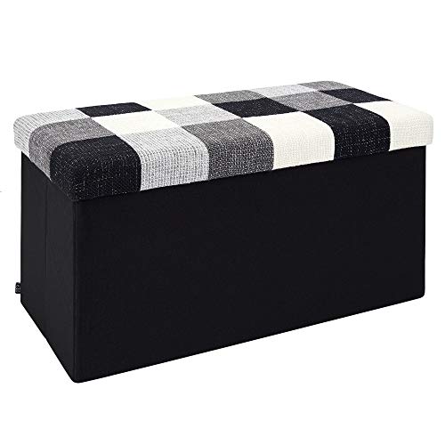 HOME DECO FACTORY HD7182 Coffre Banc Pliable, Polyester, Patchwork, 76 x 38 x 38
