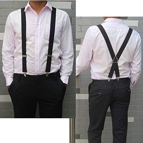 Tirantes Hombres Suspender 55 Pulgadas Correa Elástica Ajustable X Back Pantalones Suspender Mujeres Niñas Clips en Tirantes Gris Claro (Color : Light Gray-XXL)
