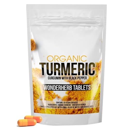 Turmeric Curcumin 1000mg Capsules with Black Pepper | High Strength Anti-Inflammatory Supplement for Joints, Pain Relief & Immune Support | Vegan, Gluten-Free | 30 Capsules