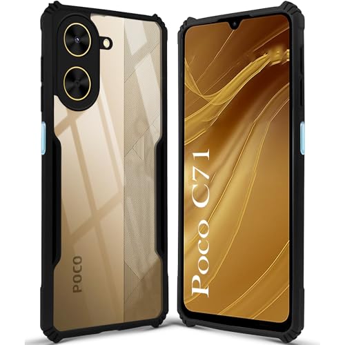 Image of Jkobi Back Cover Case for Poco C71 (Shockproof with Polycarbonate Clear Panel | Professional Black)