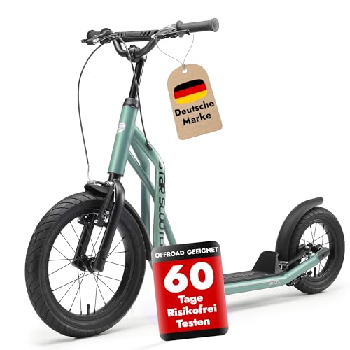STAR SCOOTER Kinder Tret Roller ab 7-8 Jahre | 16/12 Zoll Mixed City Kick Scooter Luftreifen | Grün