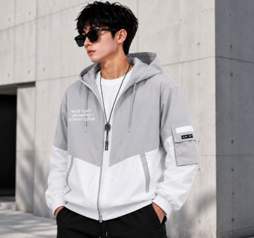 Buy GREY THELA POCKET JACKET WITH HOOD | Colour Block Design, Zip-Up Front at Amazon.in - Image 6